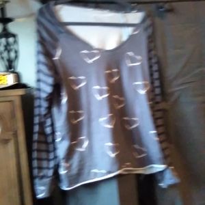 Grey Black Brown and White heart shirt